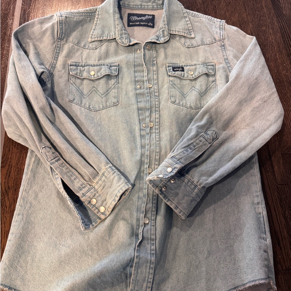Wrangler BOYS Light Blue Denim long sleeve Button Up